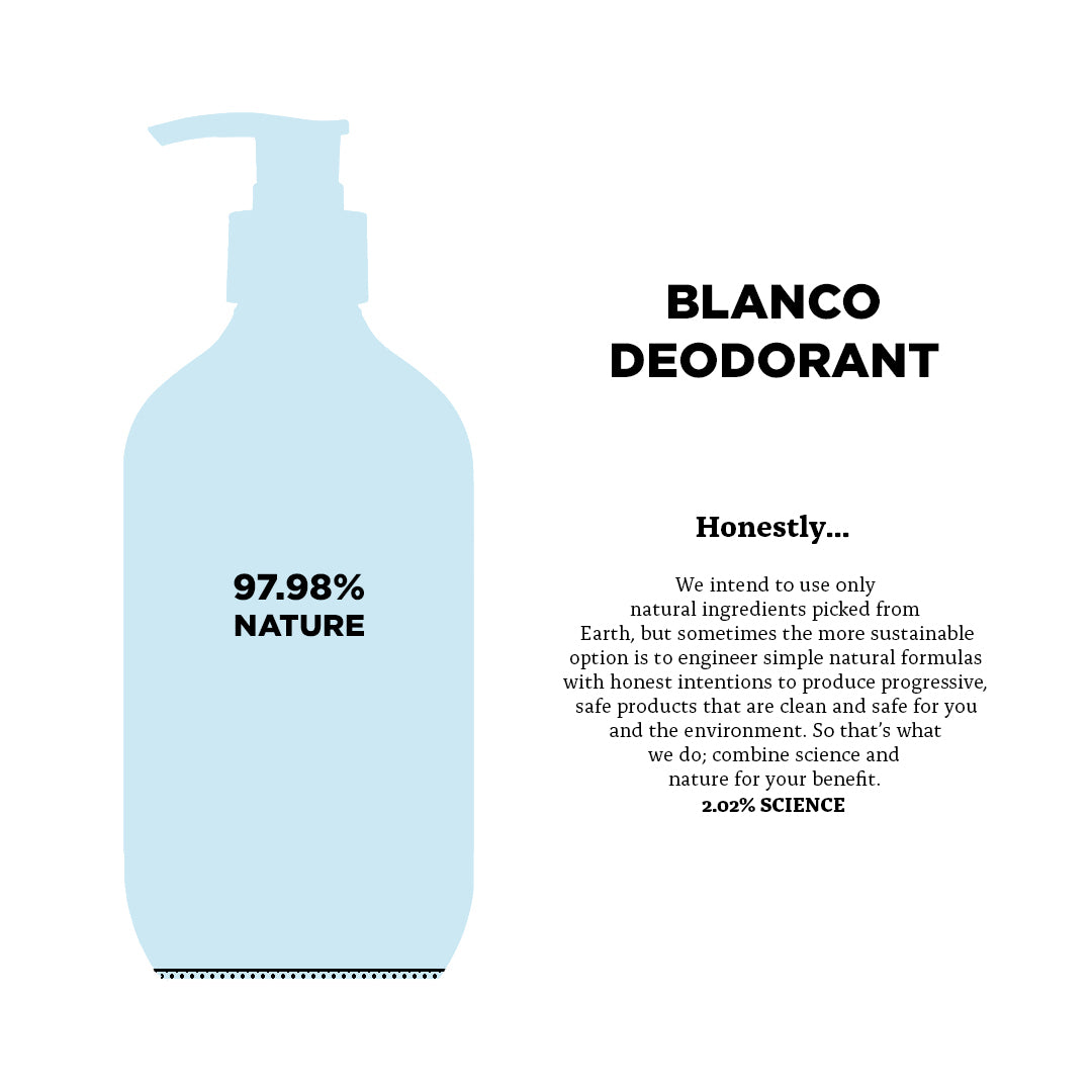 Blanco Deodorant 97.98% Natural Ingredients, 2.02% Science