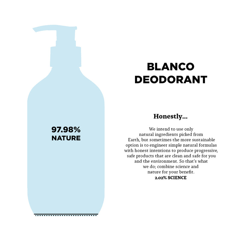 Blanco Deodorant 97.98% Natural Ingredients, 2.02% Science